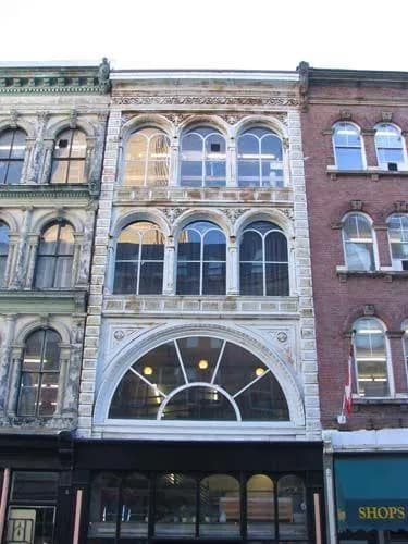 Detial of windows on upper storeys of building on south side of mall, Granville Mall Streetscape, Halifax, 2005.; Heritage Division, NS Dept. of Tourism, Culture and Heritage, 2005
